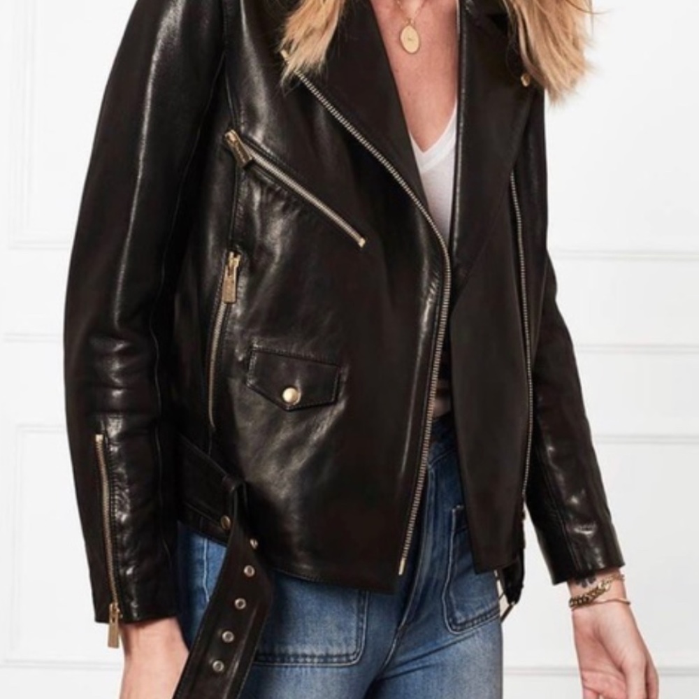 Anine Bing Black Leather Moto  Jacket